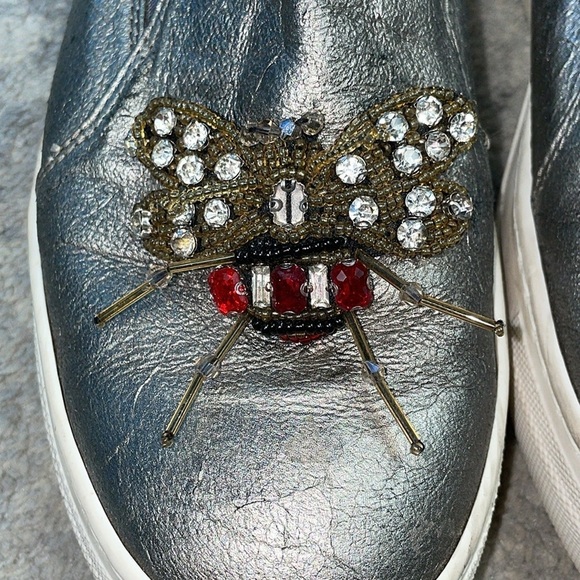 Valentina Rangoni Samurai Fashion Loafer Sneakers Metallic Silver Moth Beetle 9 - Picture 6 of 16